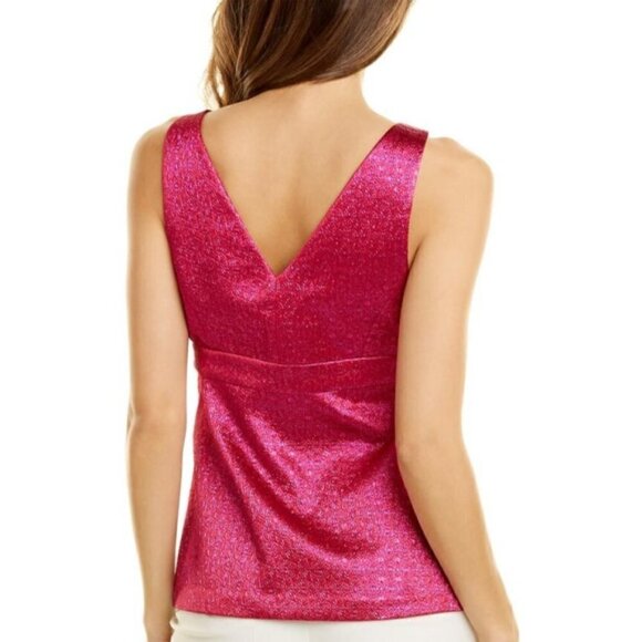 Trina Turk 'Loveliness' Metallic Jacquard Sleeveless Top, Pink Jewel - Picture 2 of 2